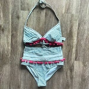 Striped Bikini with Pink Accents